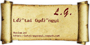 Létai Gyöngyi névjegykártya